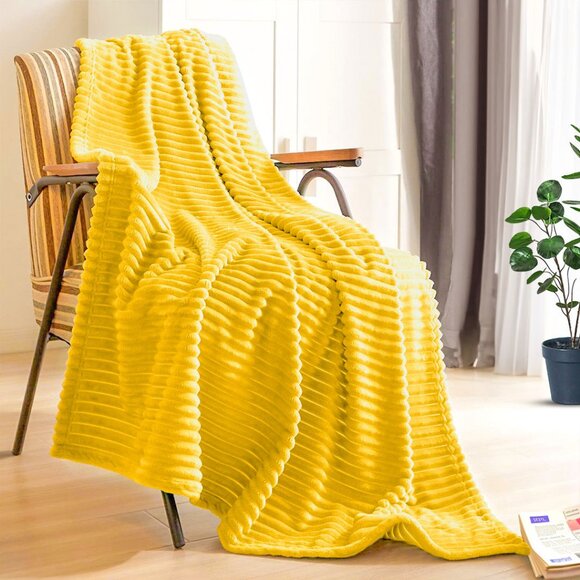 SOGA Yellow Throw Blanket – Soft Cozy Warm Blanket for Bed, Sofa & Couch - Picture 1 of 13